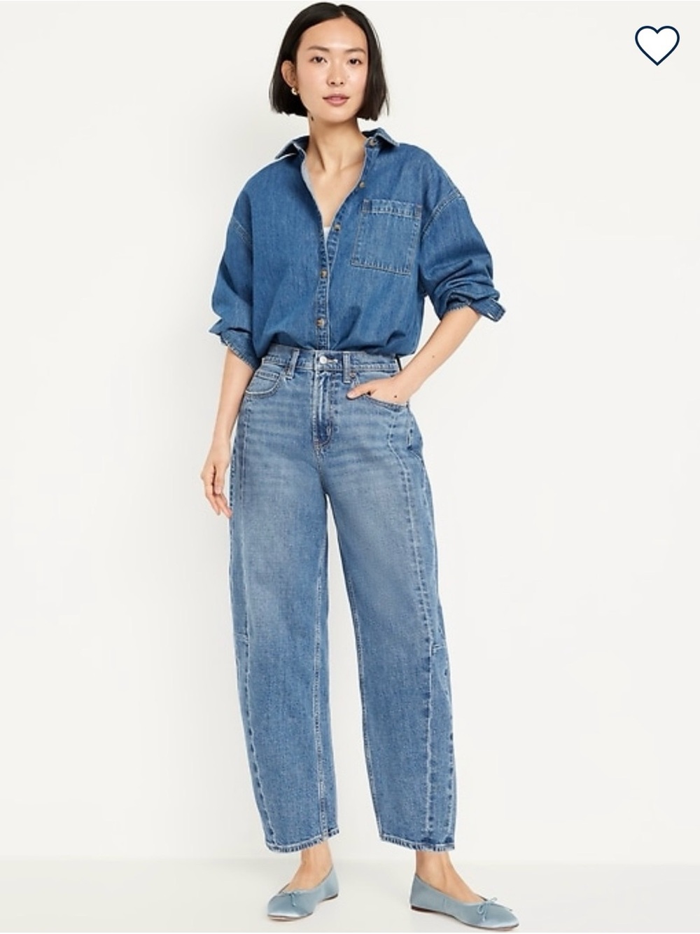 Old Navy High Waisted Barrel Ankle Jeans - Medium Wash - Picture 5 of 5
